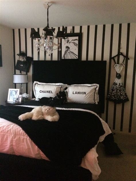 chanel bedroom decor white black and gold|handmade Chanel decor.